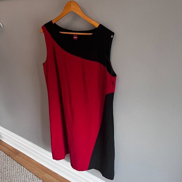 OLSEN EUROPE Y2K colourblock sleeveless black red dress size L / 14 semi formal - Picture 2 of 9
